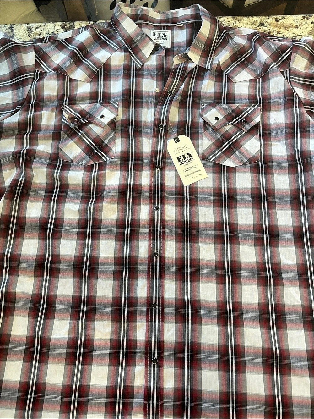 Ely Cattleman Plaid Button Down in Red & White XL NWT